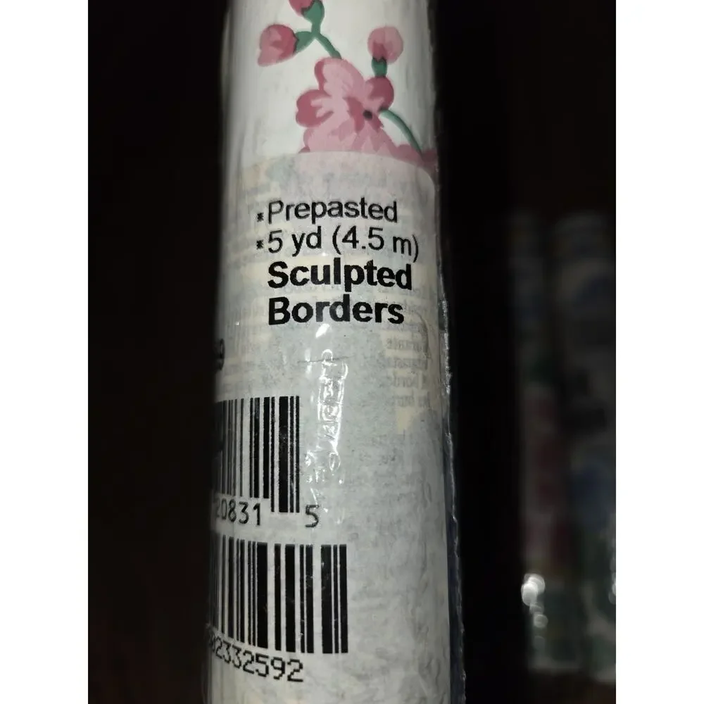 Set of 4 Scalloped Edge Floral Wallpaper Borders 5 Yards Each